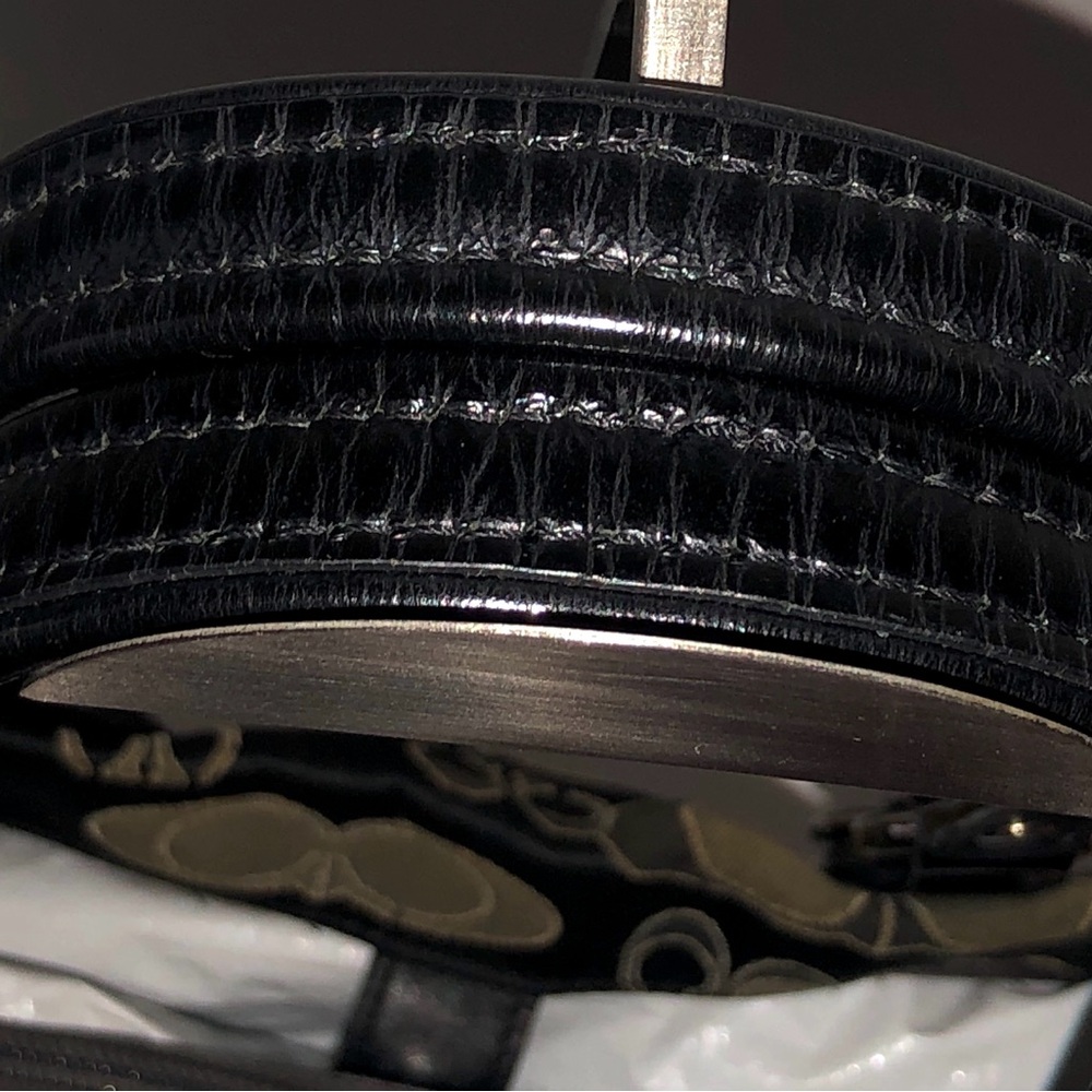 PREOWNED Coach Rare ASHLEY Black/Gray Shoulder Bag w/ Signature Monogram F18008P - Picture 3 of 13
